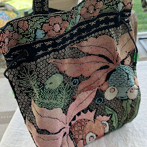Vintage Angel Fish Floral 1970’s Beaded Bag - Picture 5 of 8